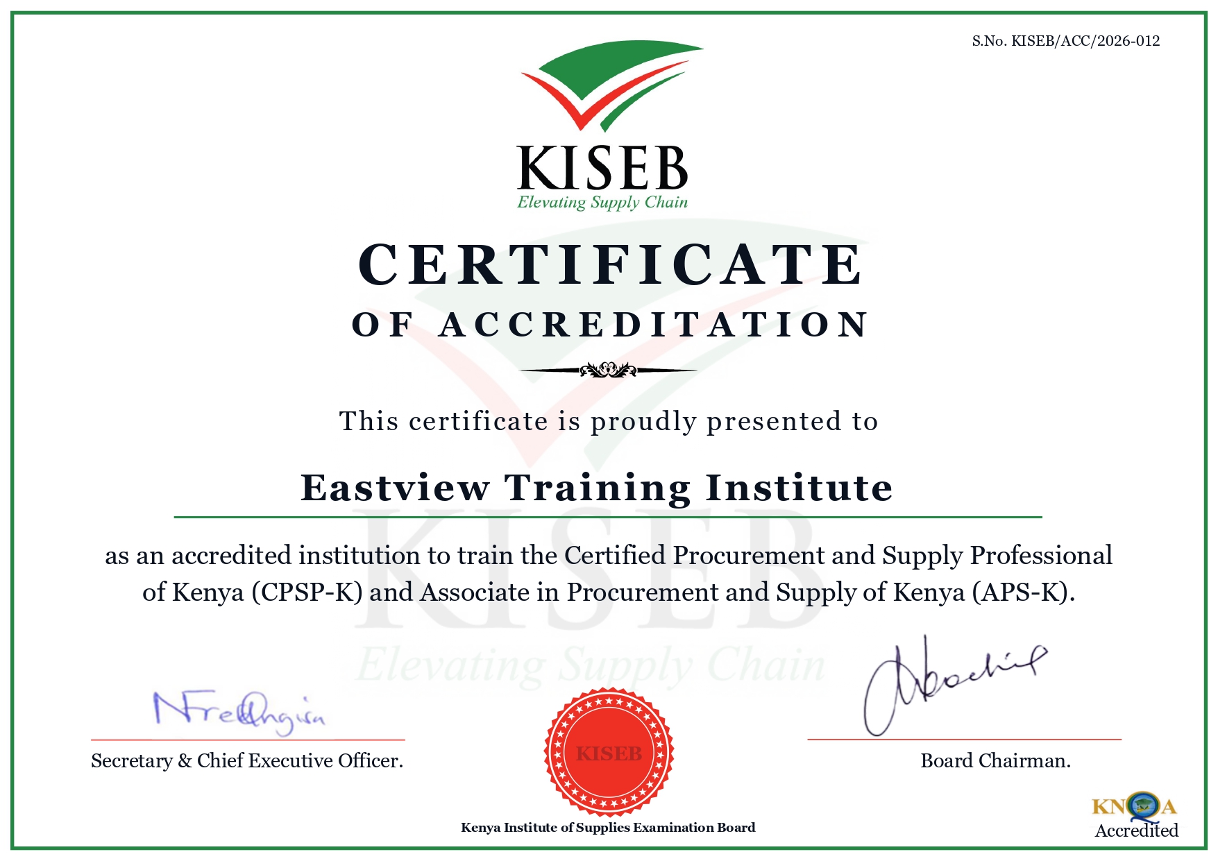 Kenya Institute of Supplies Examination Board